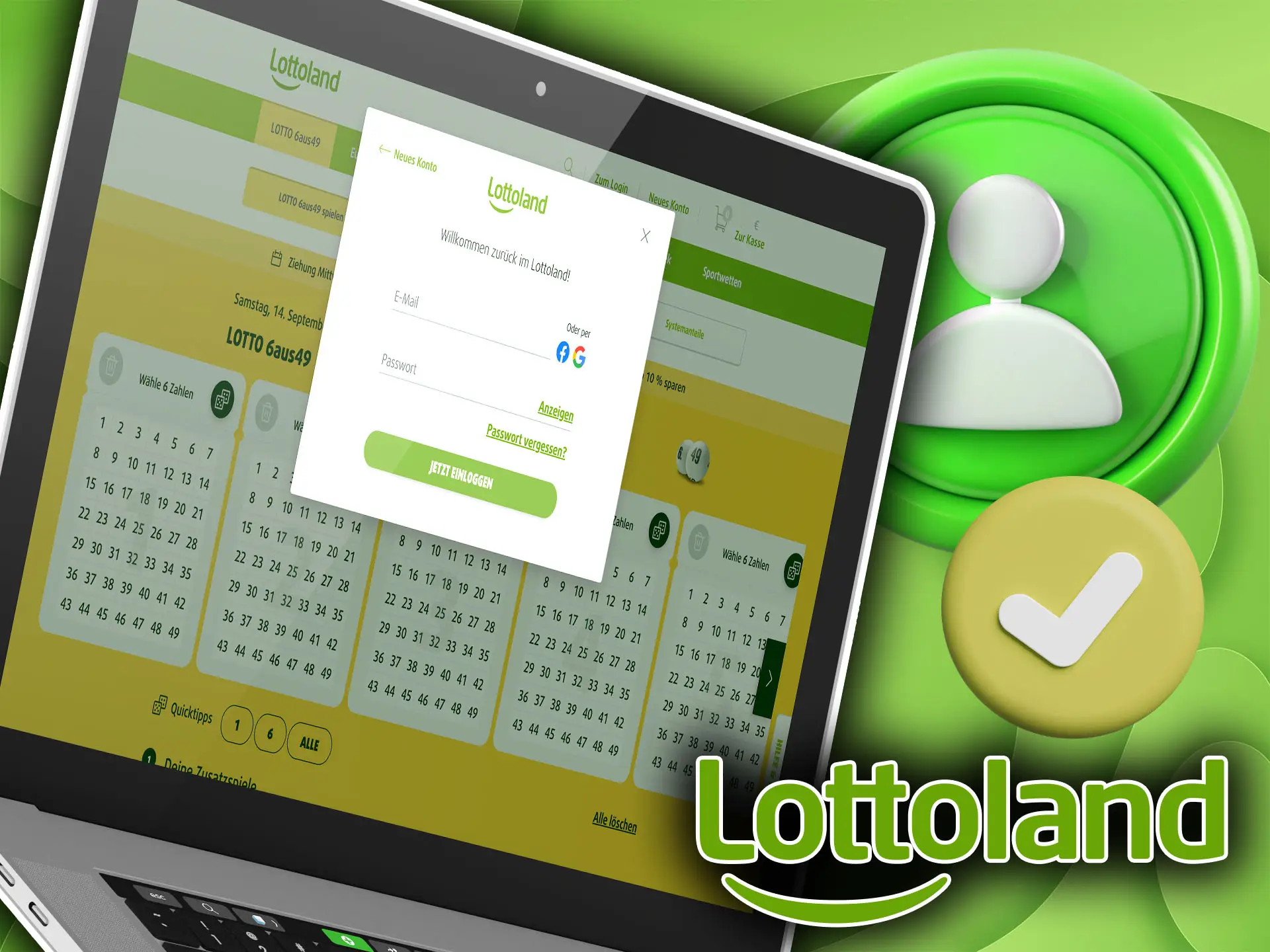 Anmeldung in deinem Lottoland-Konto schnell und einfach.